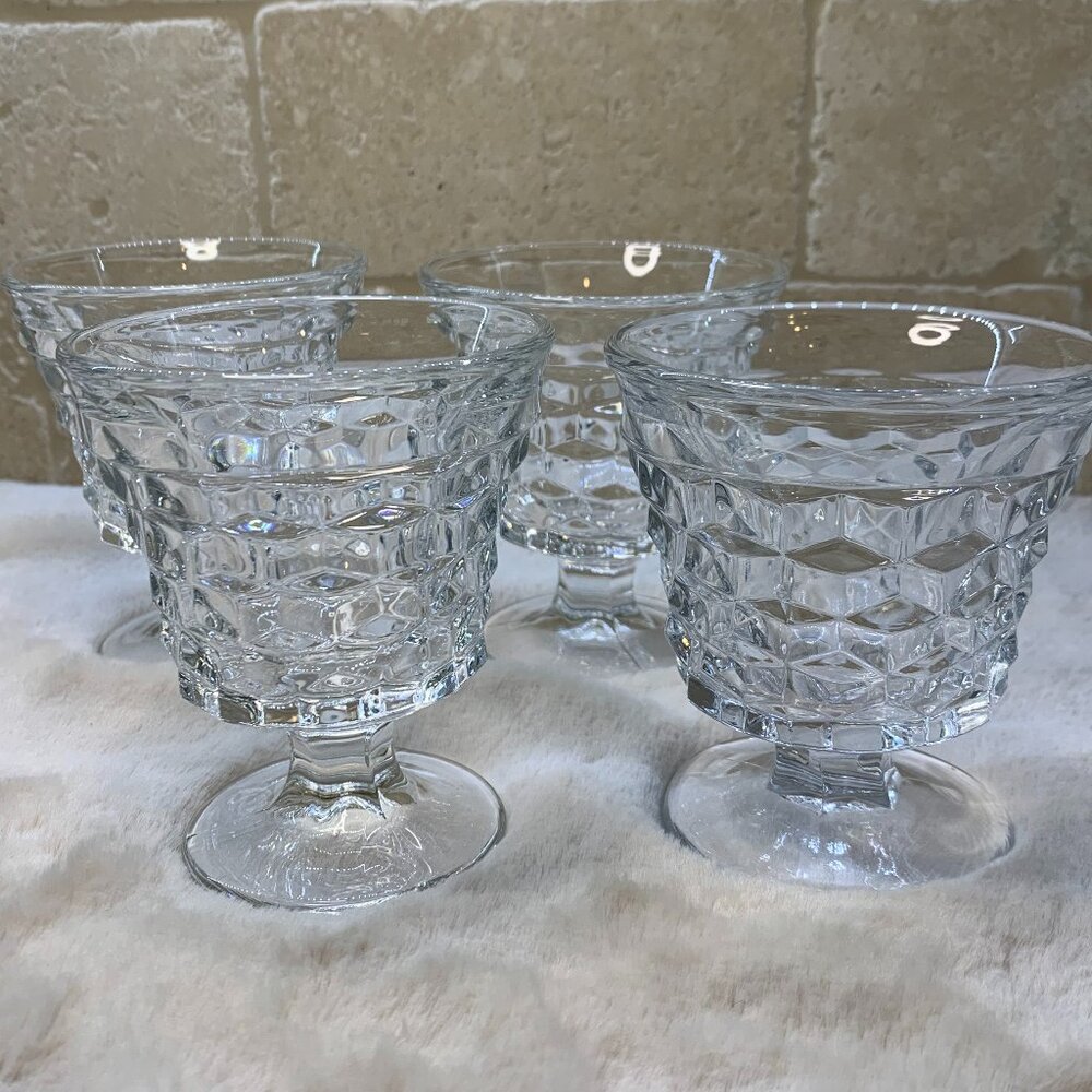 VTG Fostoria Oyster / Fruit Cocktail American Clear Glasses -Set of 4